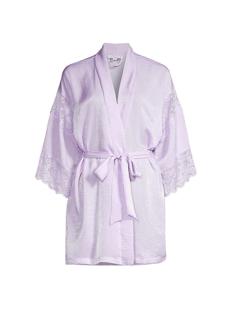 Womens Violet Lace Detail Wrap Robe Product Image