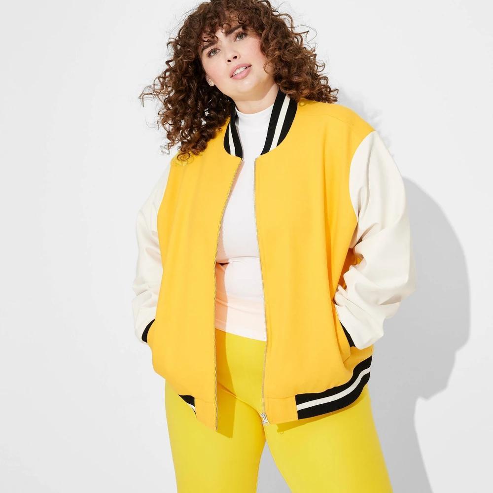 Womens Game Day Varsity Jacket - Wild Fable Yellow 1X Product Image