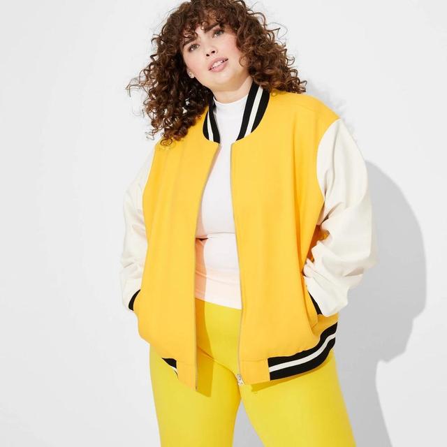 Womens Game Day Varsity Jacket - Wild Fable Yellow 1X Product Image