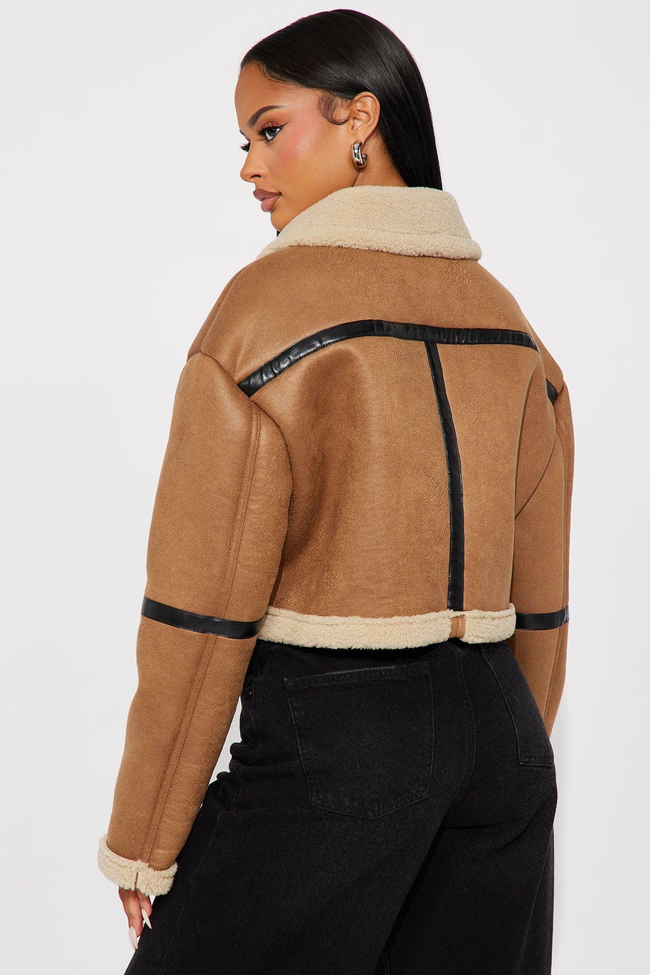 Bri Faux Suede Moto Jacket - Cognac Product Image