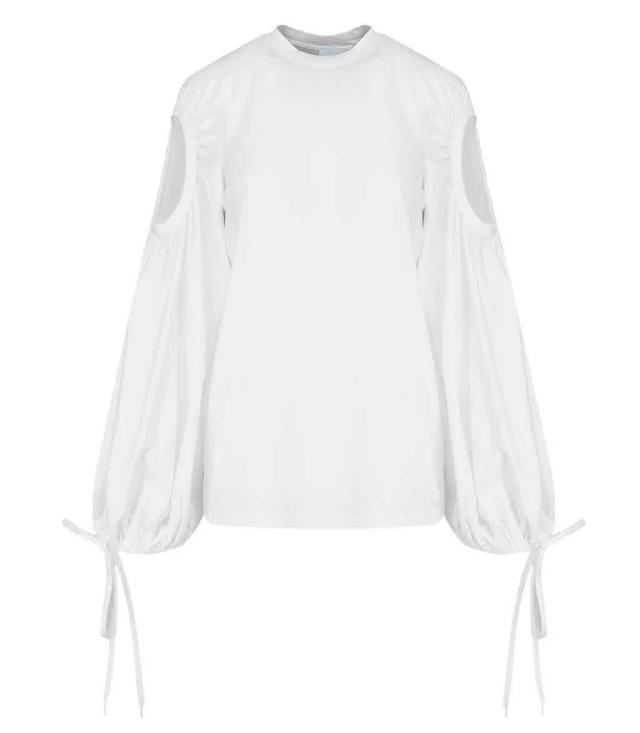 BURBERRY Ladies White Cut-out Sleeve Oversized Top In Optic White Product Image