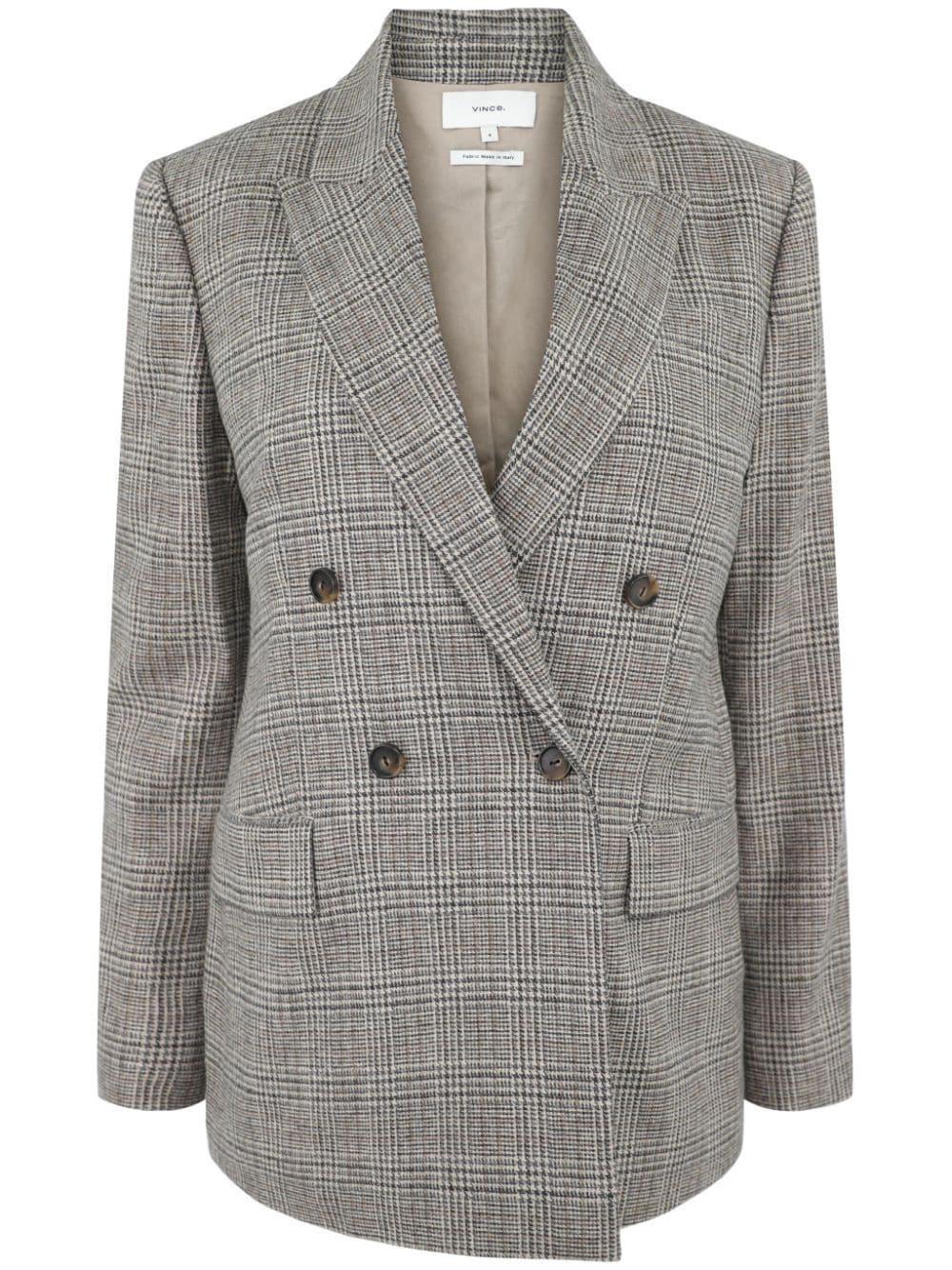 Plaid Check-pattern Blazer In Grey Product Image