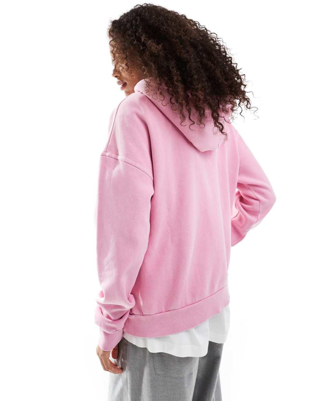 Pull&Bear oversized hoodie in pink Product Image