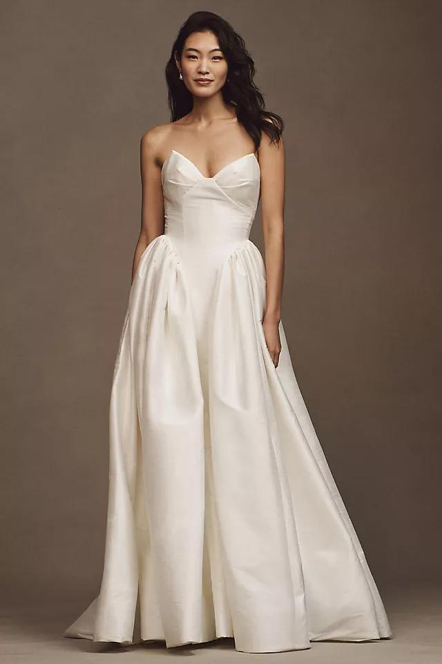 Willowby by Watters Ember V-Neck Drop-Waist Dupioni Wedding Gown Product Image