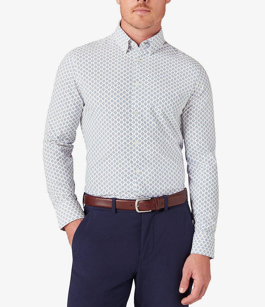 Mizzen+Main Performance Stretch Monaco Fern Geo Print Long Sleeve Woven Shirt Product Image