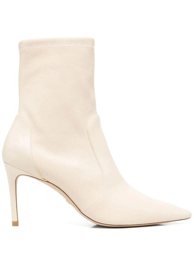 STUART WEITZMAN 85mm Stuart Stiletto Leather Boots In Off White Product Image