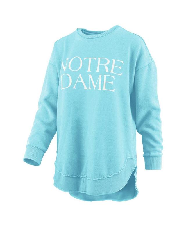 Womens Pressbox Mint Distressed Notre Dame Fighting Irish Seaside Springtime Vintage-Like Poncho Pullover Sweatshirt Product Image