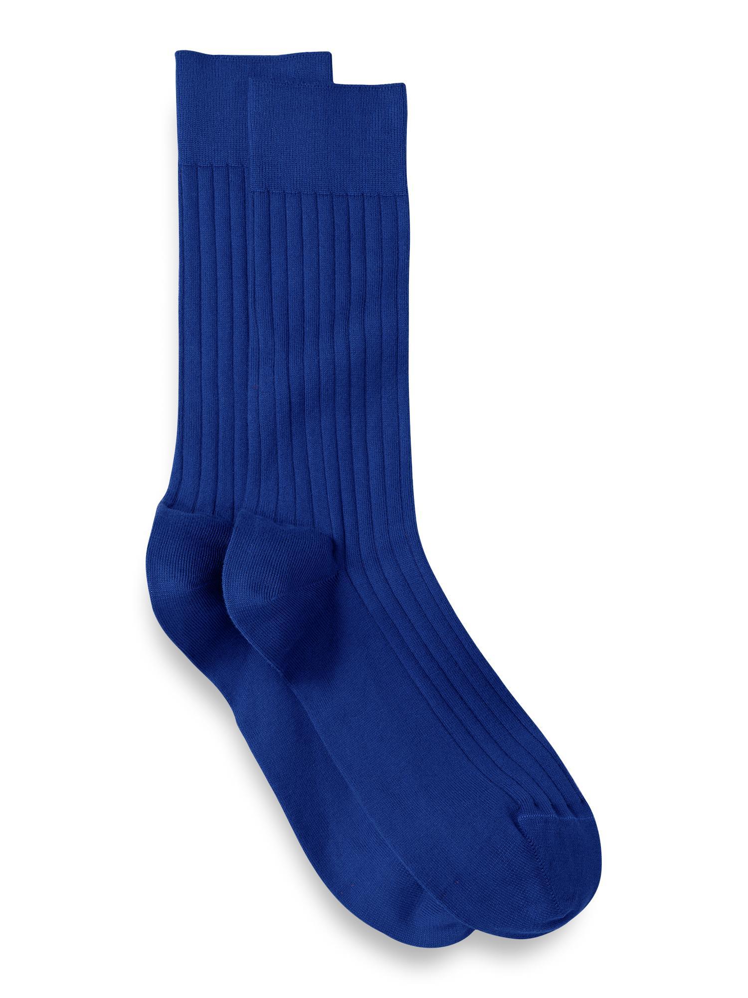 Solid Cotton Blend Sock - Blue/red Product Image