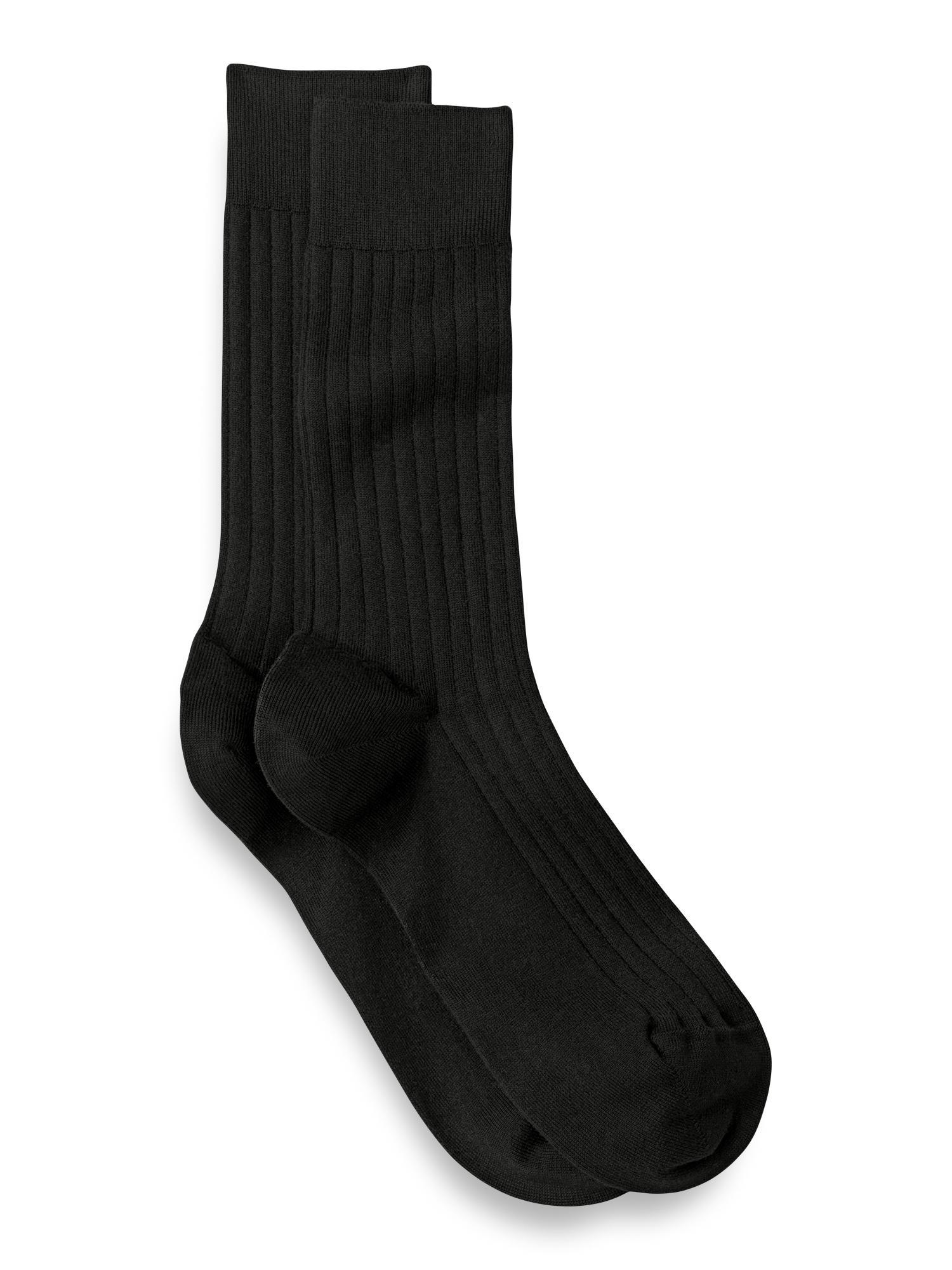 Solid Rib With Contrast Cotton Blend Sock - Black/grey Product Image