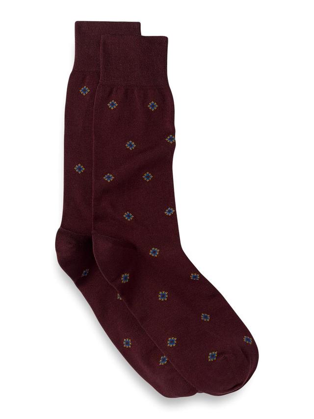 Medallion Cotton Blend Sock - Burgundy Product Image