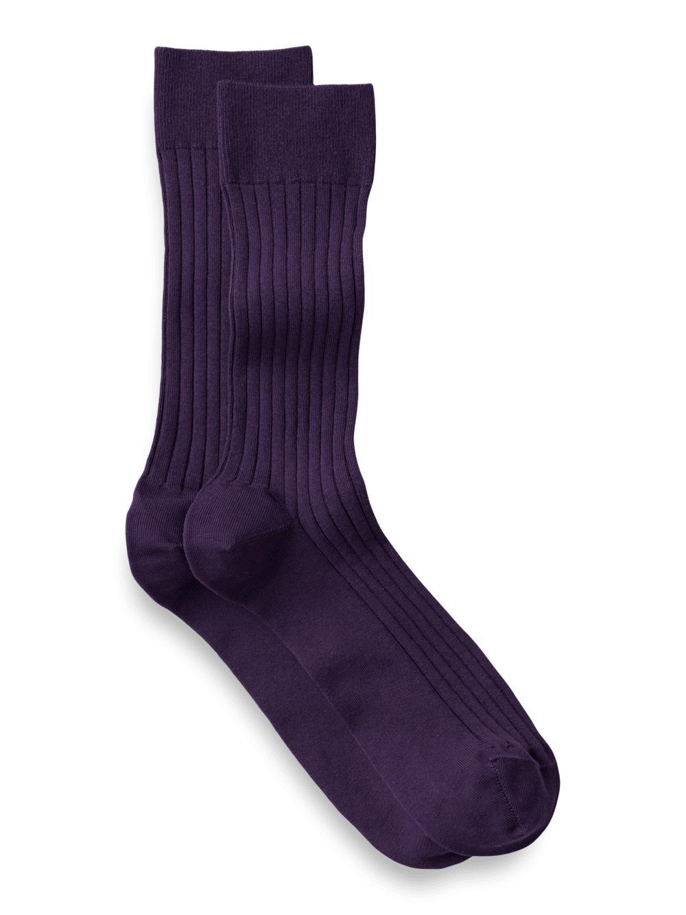 Solid Rib Cotton Blend Sock - Purple Product Image