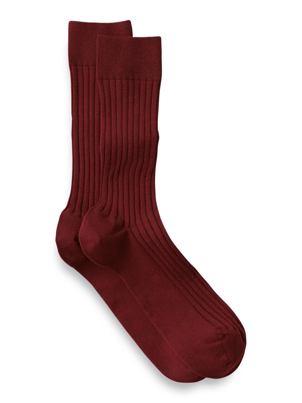 Solid Rib Cotton Blend Sock - Wine Product Image