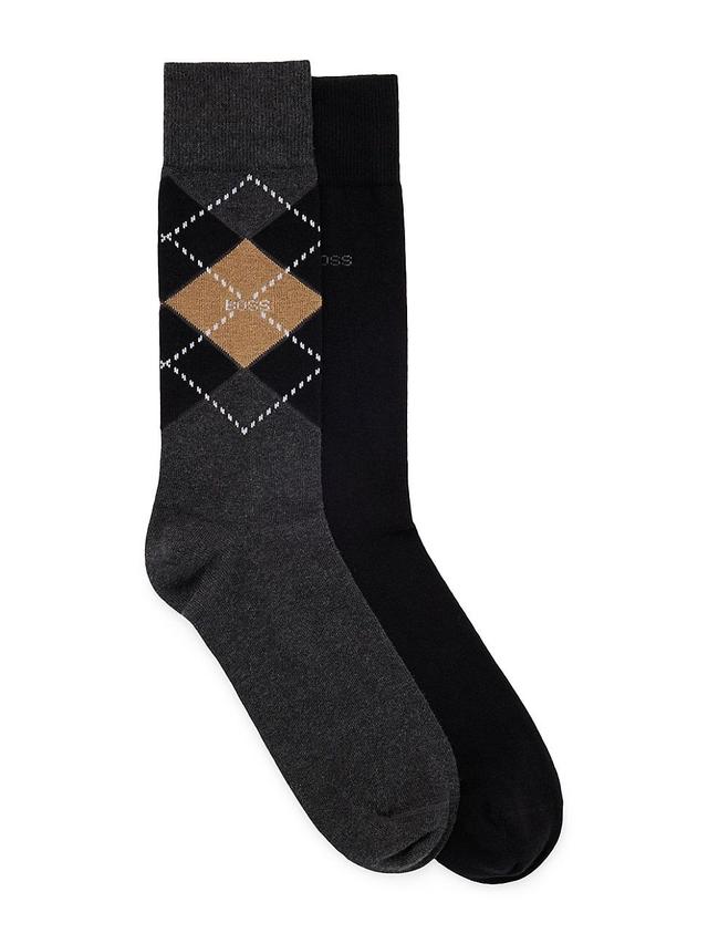 Mens Two-Pack of Regular-Length Socks in a Cotton Blend Product Image