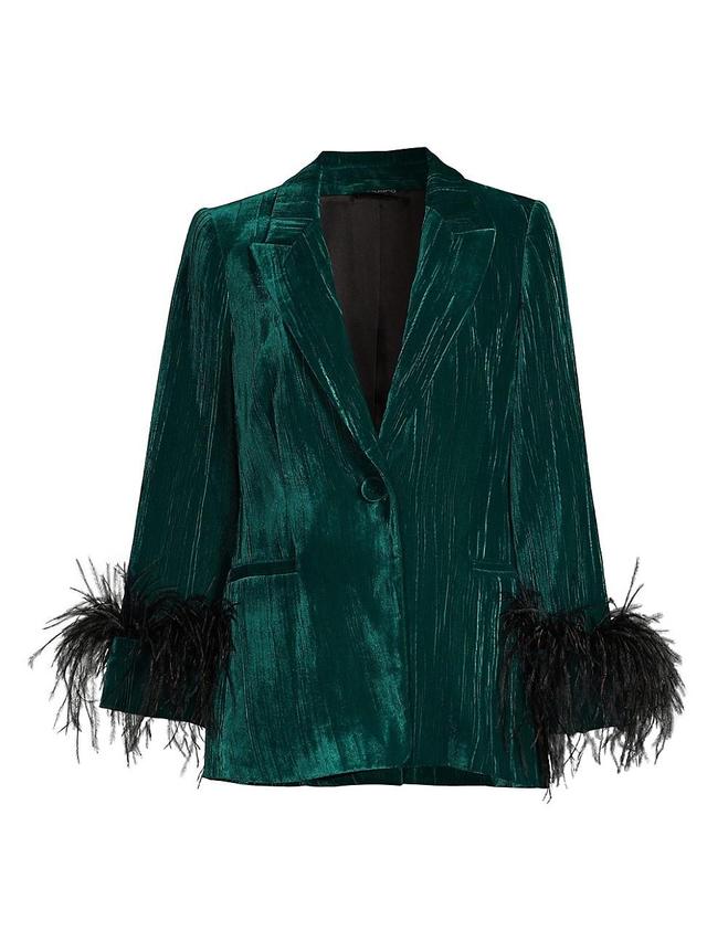 Womens Scottie Feather-Trimmed Velvet Blazer Product Image