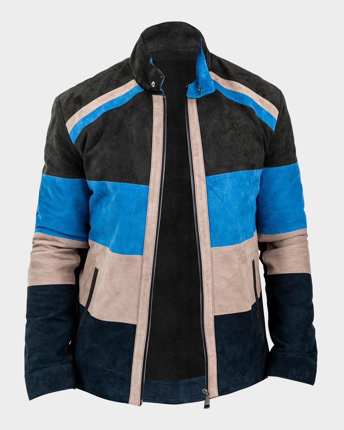 Mens Multicolor Paneled Suede Jacket Product Image