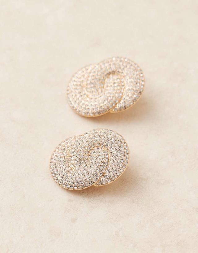 ASOS DESIGN Limited Edition stud earrings with oversized micro pave circle detail in gold tone Product Image