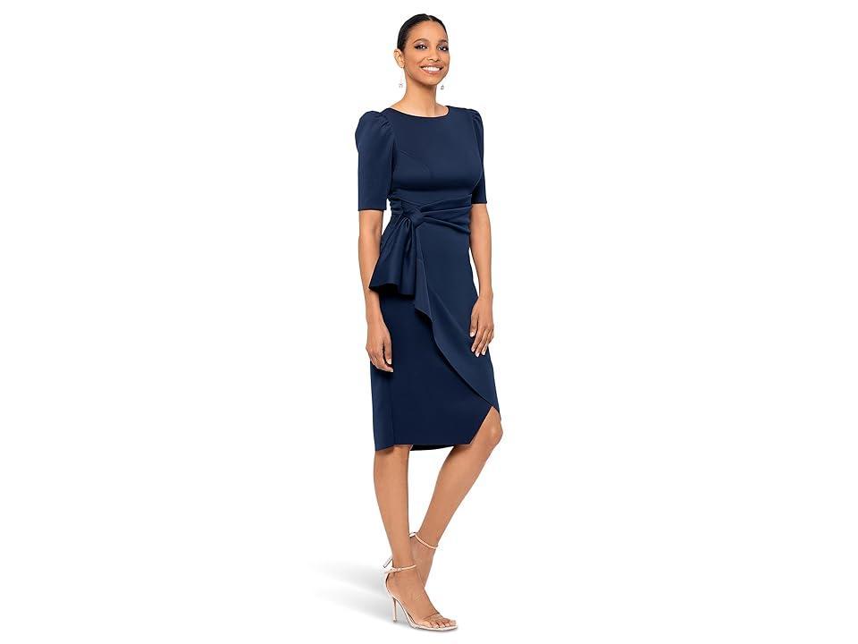 XSCAPE Midi Scuba 3/4 Sleeve (Midnight) Women's Dress Product Image