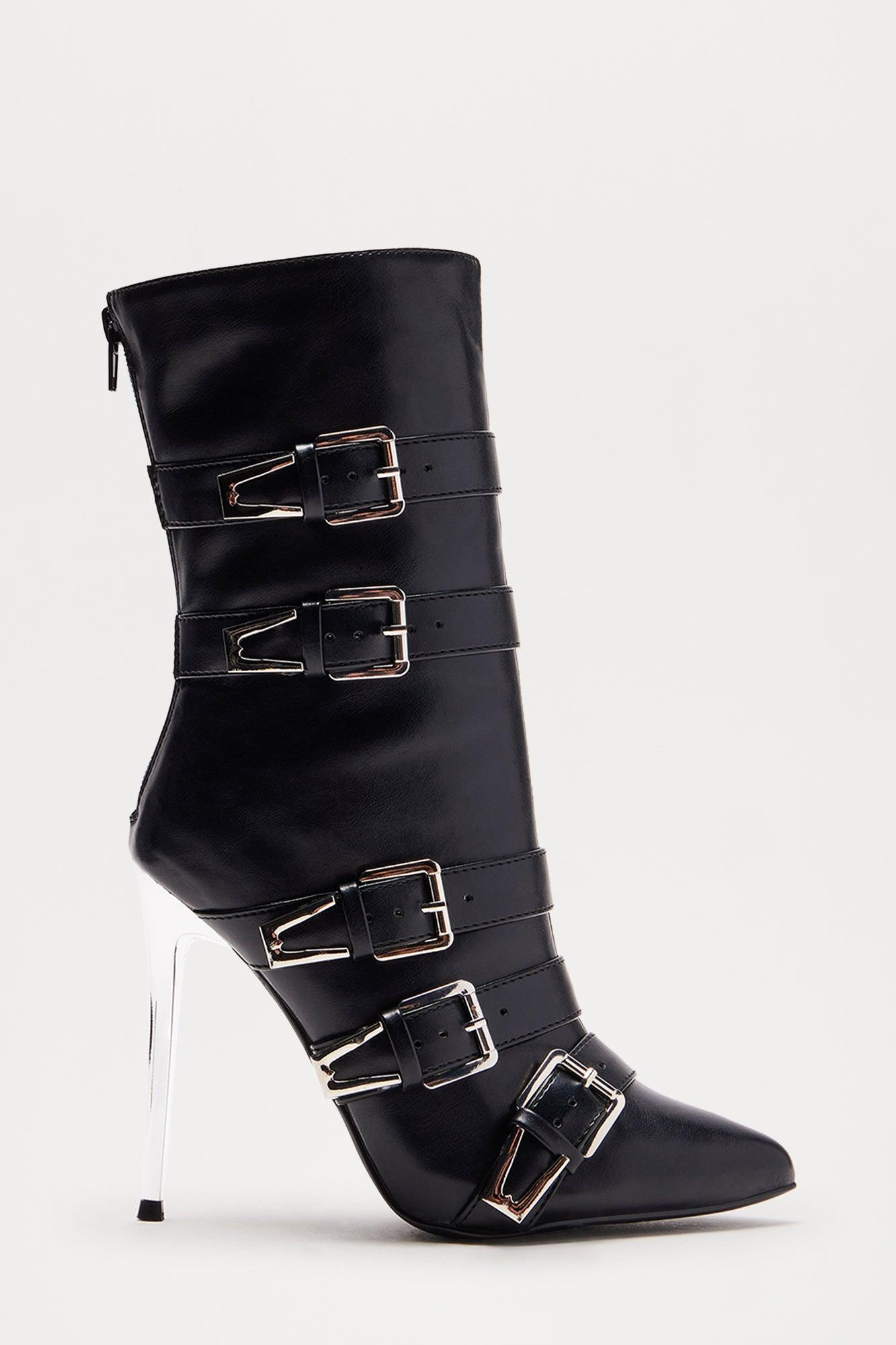 Adrian Buckle Booties - Black Product Image