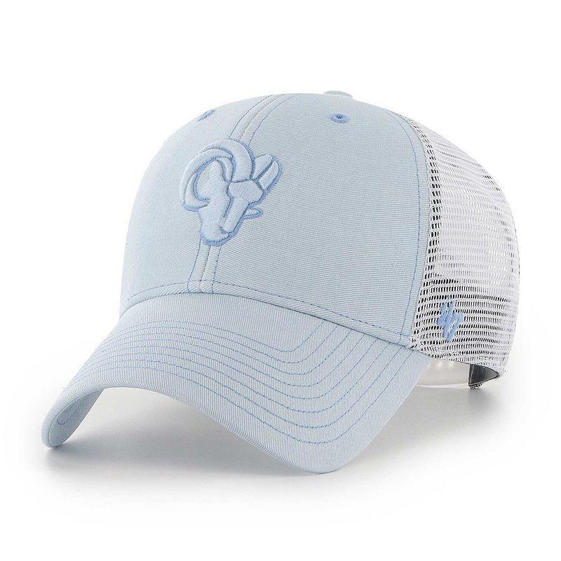 Womens 47 Brand Light Blue and White Los Angeles Rams Haze Clean Up Trucker Snapback Hat - Light Blue Product Image