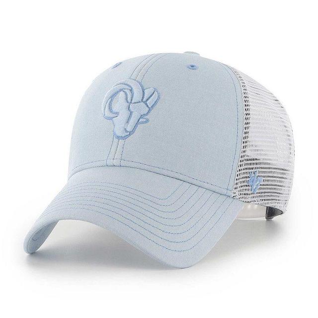 Womens 47 Brand Light Blue and White Los Angeles Rams Haze Clean Up Trucker Snapback Hat - Light Blue Product Image