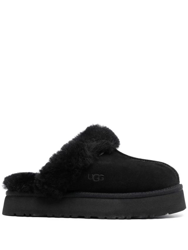 Disquette Black Suede Flatform Slippers Product Image