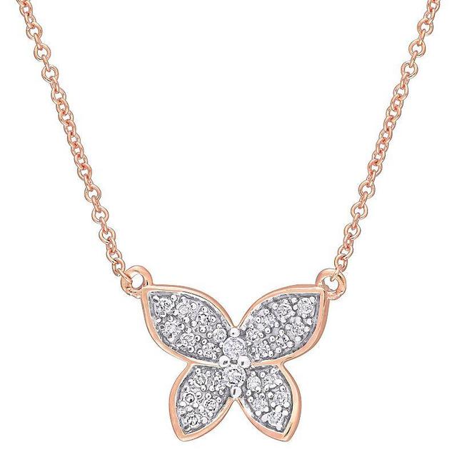 Stella Grace 10k Gold 1/8 Carat T.W. Diamond Butterfly Pendant, Womens White Product Image