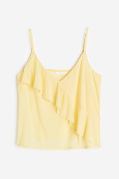 H & M - Flounce-detail Camisole Top - Yellow Product Image