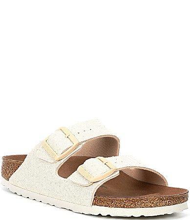 Birkenstock Womens Arizona Vegan Canvas Dual Buckle Detail Sandals Product Image