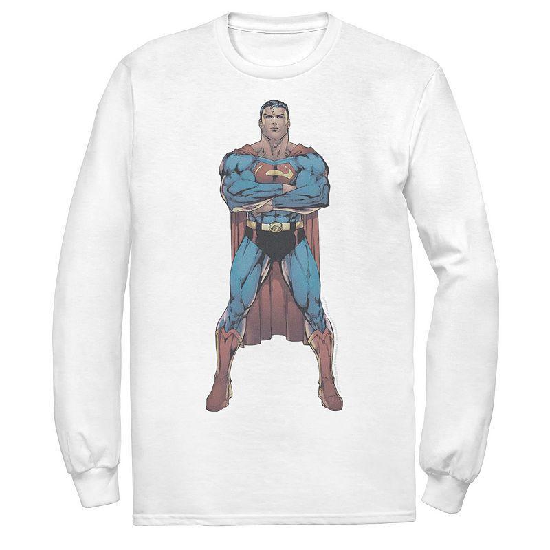 Mens DC Comics Superman Power Stance Comic Poster Sweatshirt White Product Image