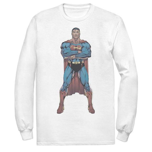 Mens DC Comics Superman Power Stance Comic Poster Sweatshirt White Product Image