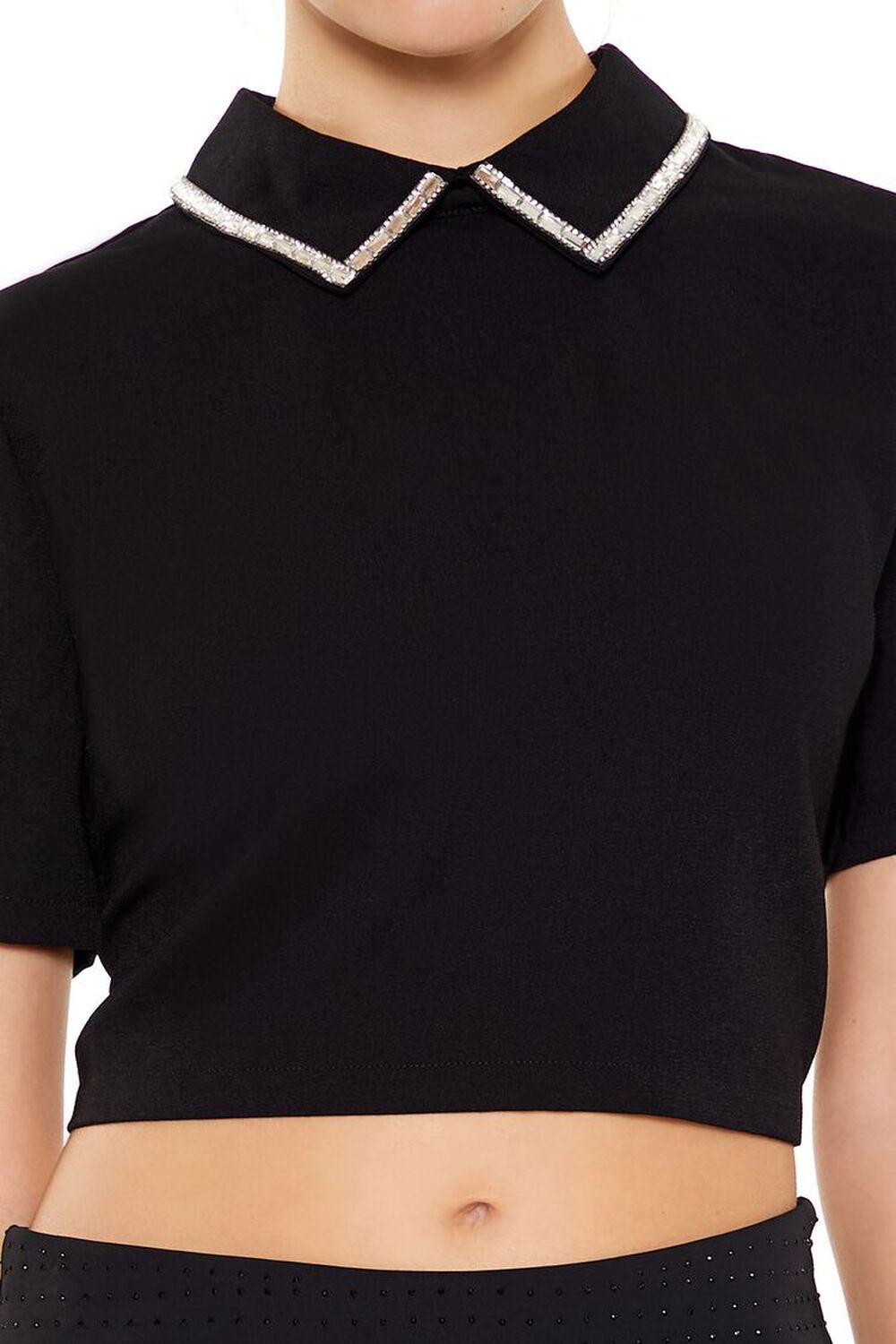 Rhinestone-Collar Crop Top | Forever 21 Product Image