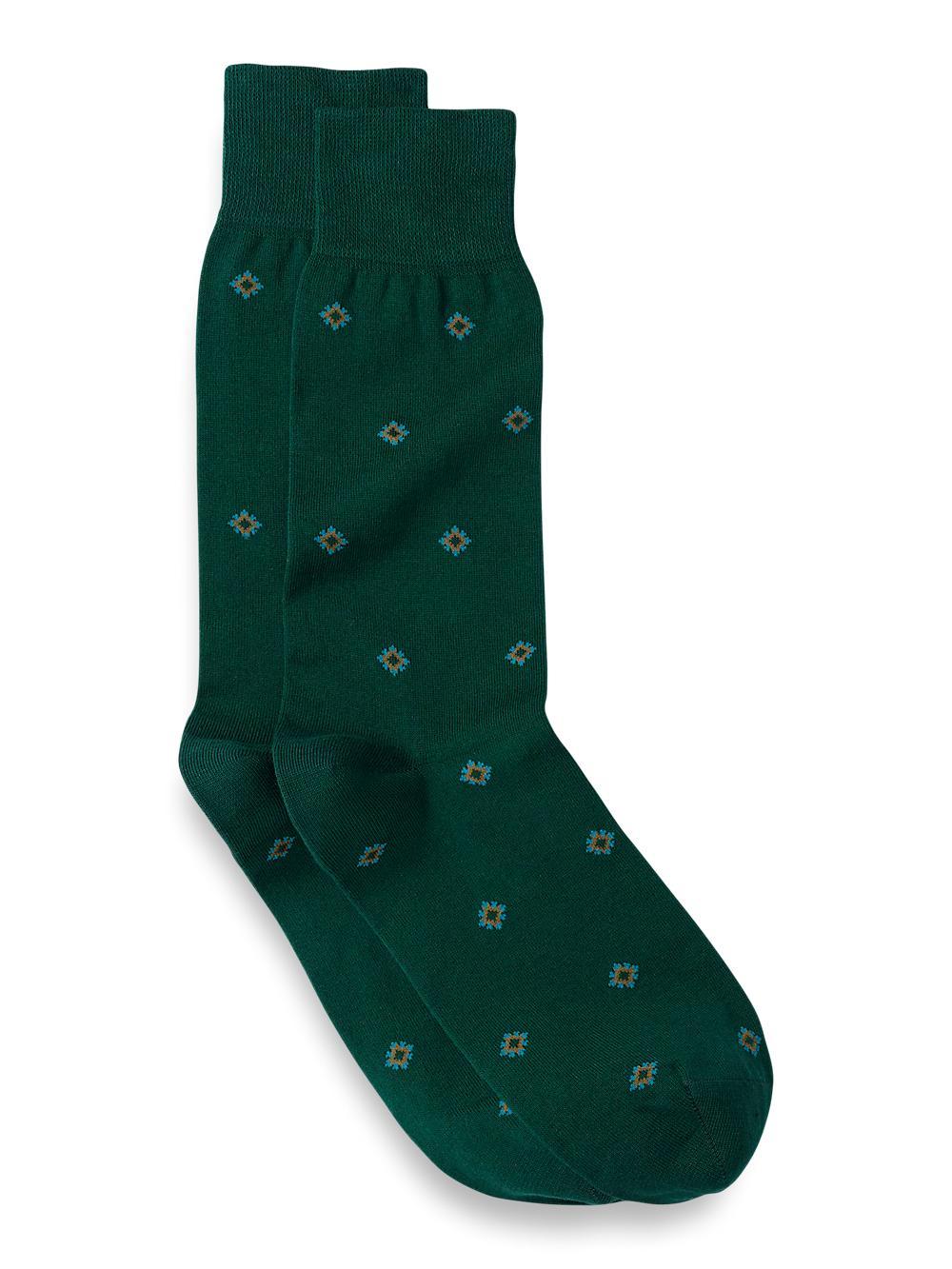 Medallion Cotton Blend Sock - Green Product Image