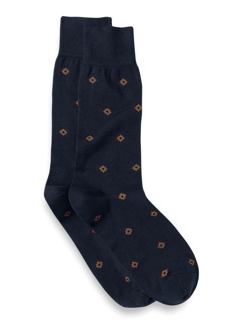 Medallion Cotton Blend Sock - Navy Product Image