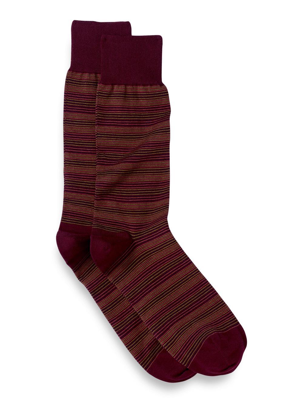 Stripe Cotton Blend Sock - Burgundy Multi Product Image