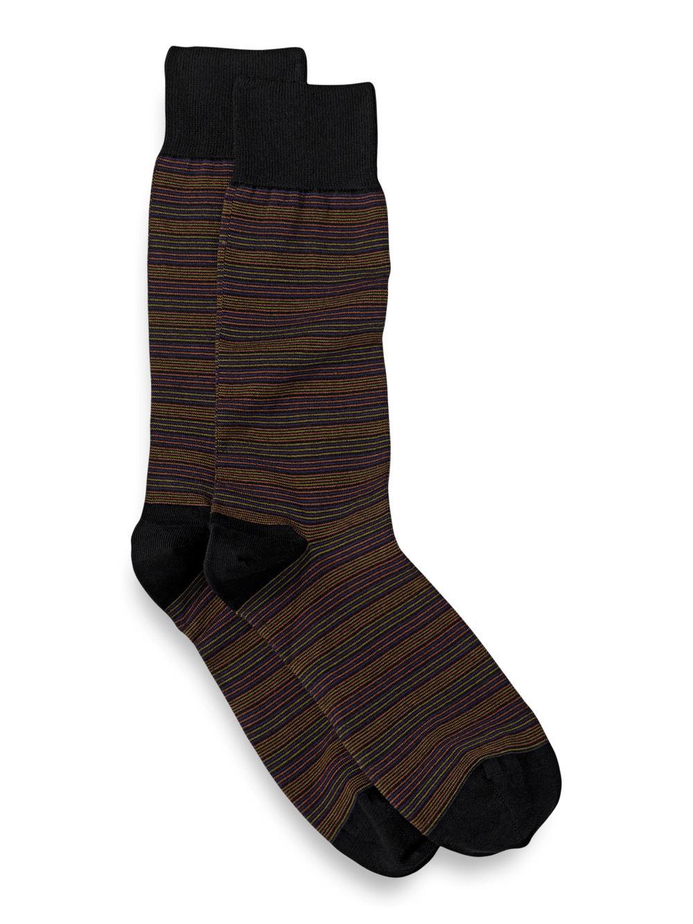 Stripe Cotton Blend Sock - Black Multi Product Image