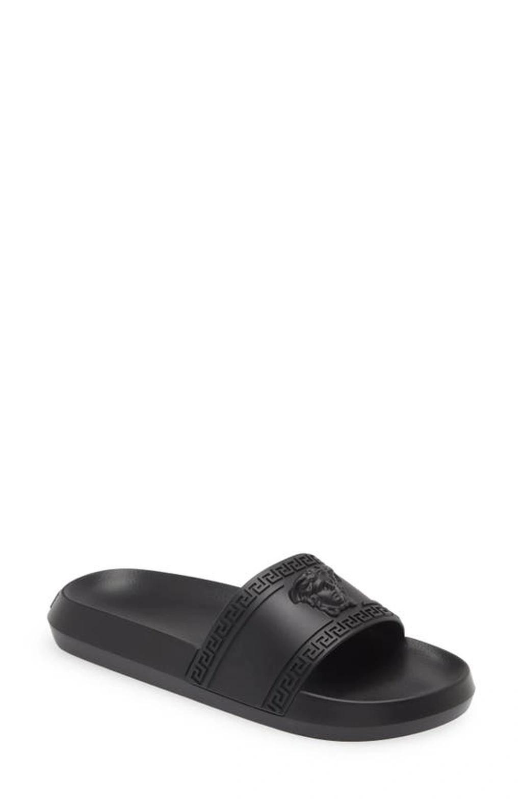 VERSACE Palazzo Pool Sliders In Black Product Image