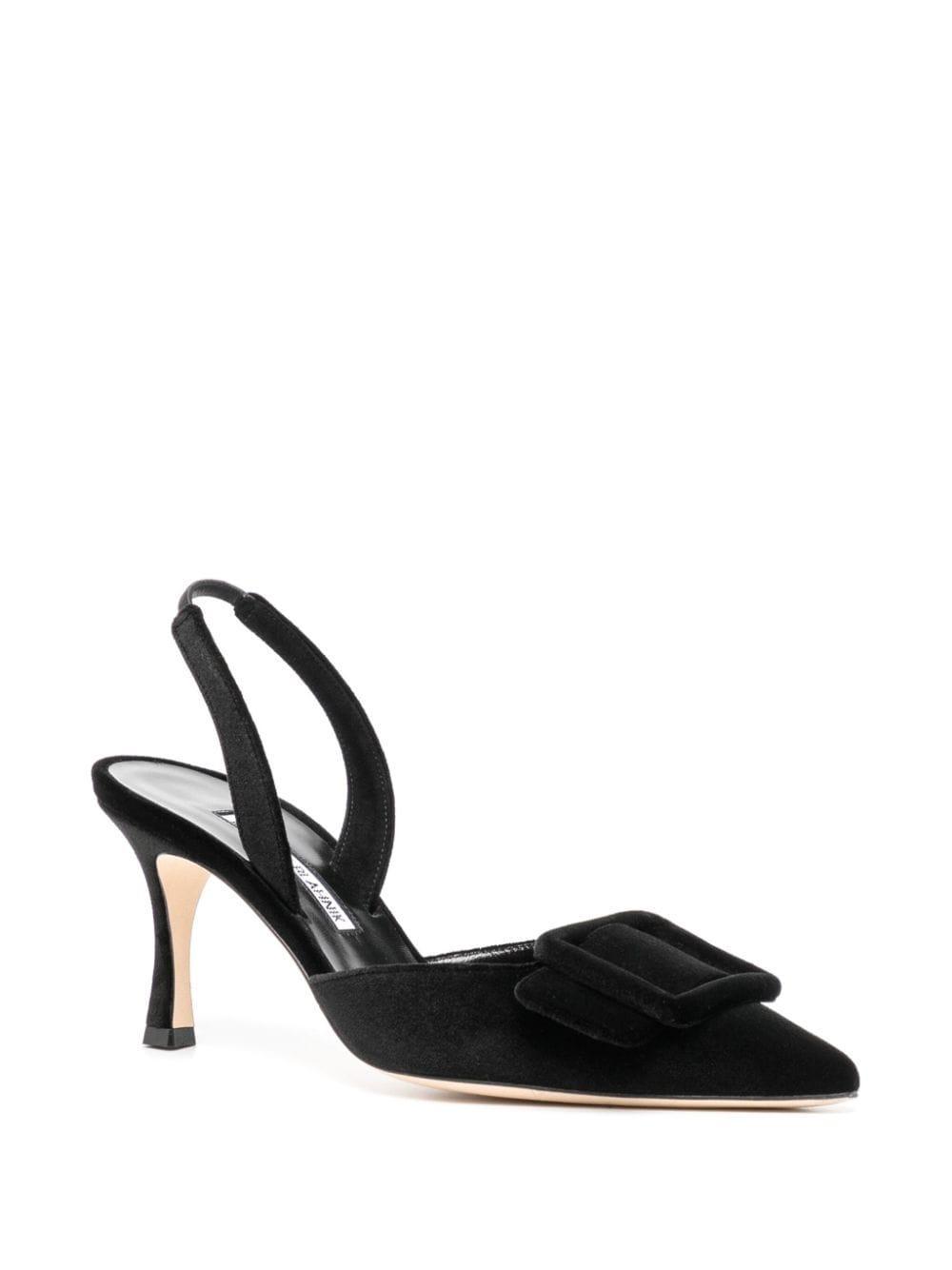 MANOLO BLAHNIK 70mm Maysli Suede Slingback Pumps In 블랙 Product Image