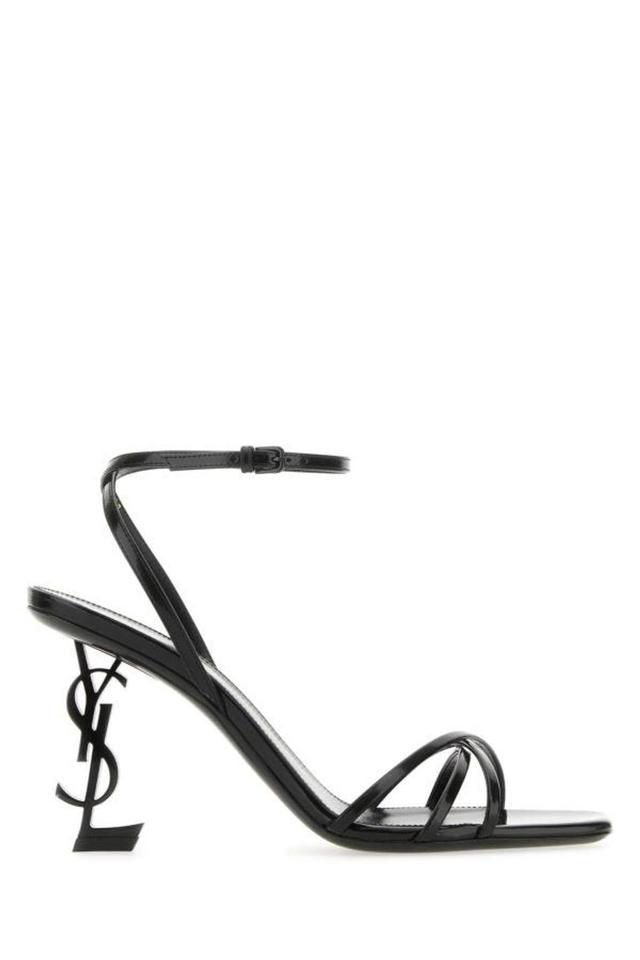 SAINT LAURENT Opyum Leather Heel Sandals In Black Product Image