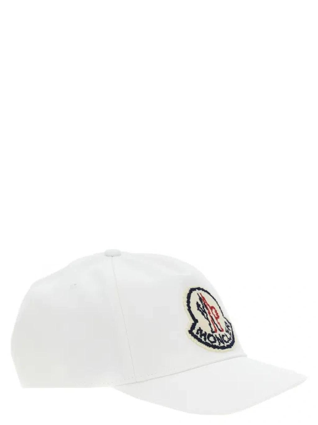 MONCLER Logo Cotton Baseball Cap In White Product Image