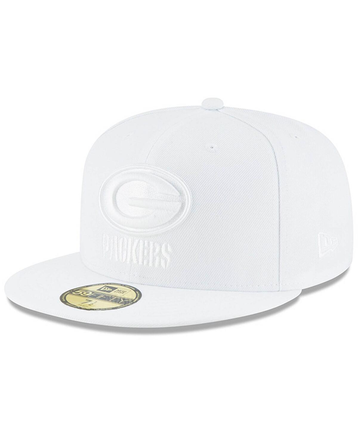 Mens New Era Green Bay Packers White 59FIFTY Fitted Hat Product Image