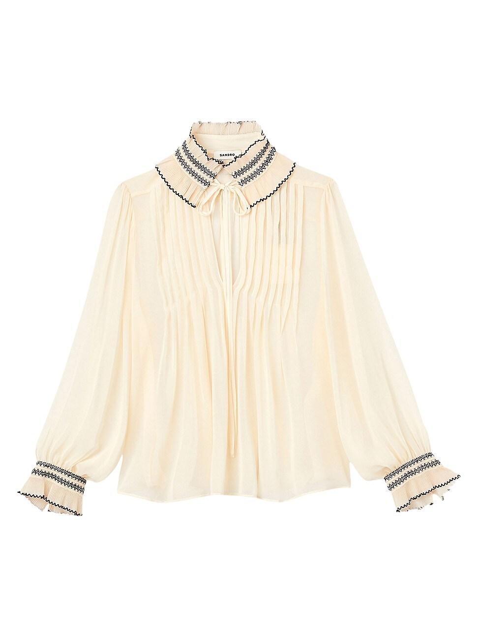 sandro Jacinthe Split Neck Blouse Product Image