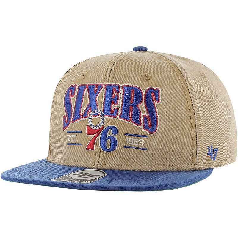 Mens 47 Khaki/Royal Philadelphia 76ers Chilmark Captain Snapback Hat Product Image