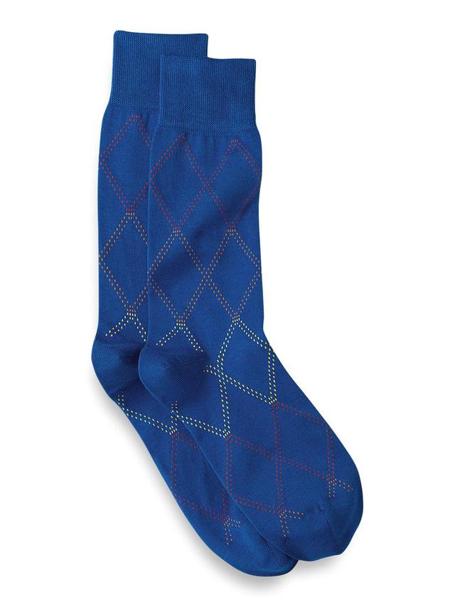 Windowpane Cotton Blend Sock - Blue Multi Product Image