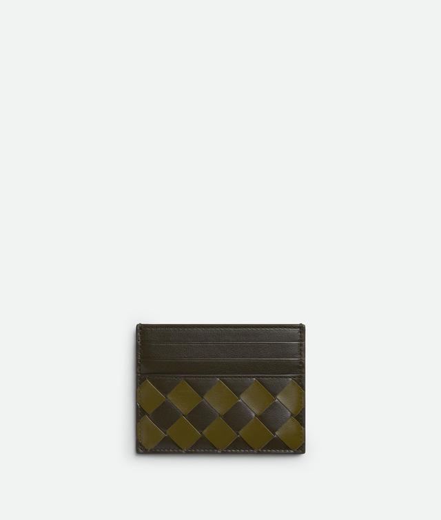 Men's Intrecciato Credit Card Case in Kaki/olive oil Product Image