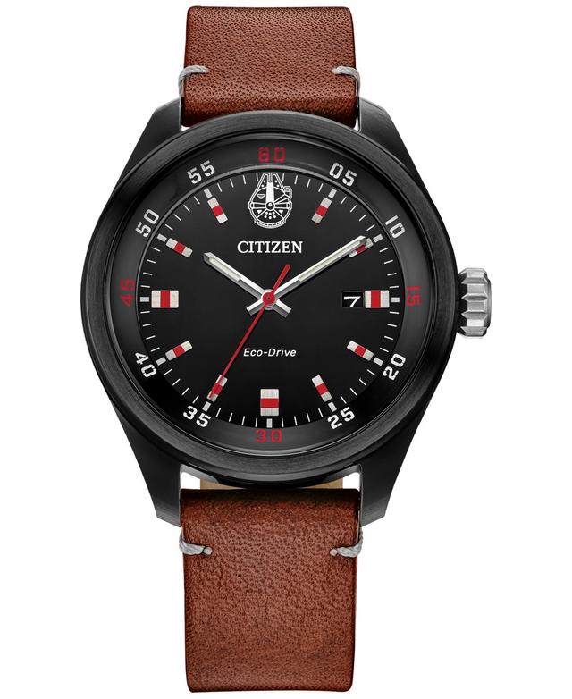 Citizen Mens Star Wars Collection Chewbacca Three Hand Brown Leather Strap Watch Product Image