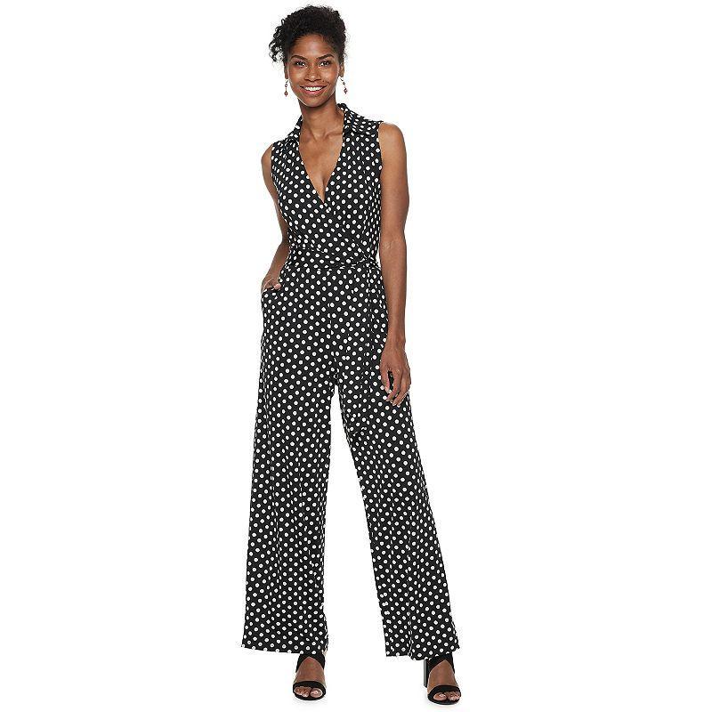 Nina Leonard Sleeveless Faux Wrap Jumpsuit in Navy/ivory at Nordstrom Rack, Size Small Product Image