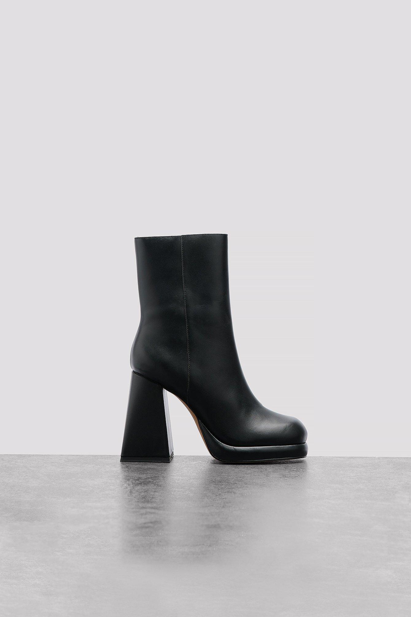 Leather Plateau High Heel Boots product image