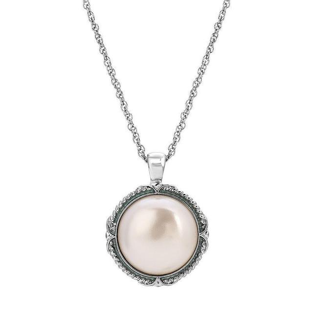 1928 Round Stone Pendant Necklace, Womens, White Product Image