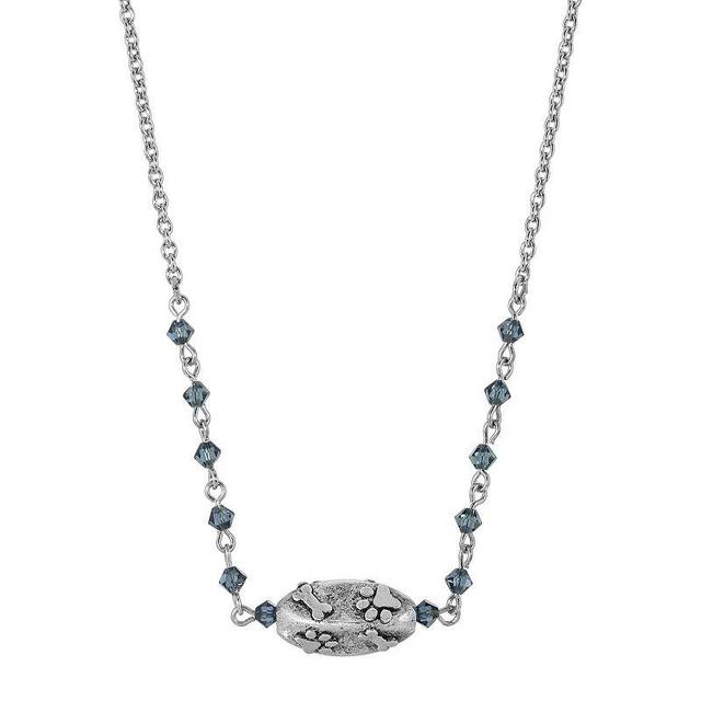 1928 Silver Tone Paw & Bone Bead Necklace, Womens, Blue Product Image