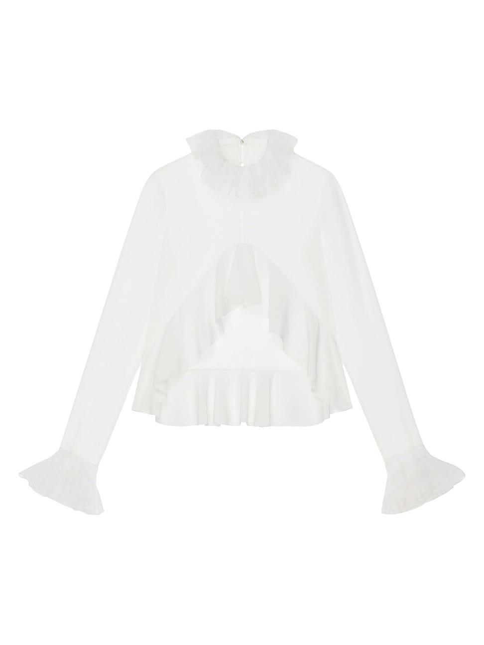 Womens Blouse in Organza with Ruffles Product Image